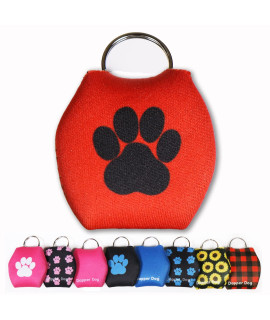 Dapper Dog - Dog Tag Silencer With Tag Ring (Red With Black Paw Print)