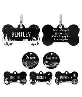 Ultrajoys Stainless Steel Pet Id Tag Dog Name Tags Personalized Front And Back Engraving, Customized Dog Tags And Cat Tags, Optional Engraved On Both Sides, Bone Tag With Snow Christmas Design, Small
