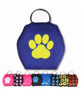 Dapper Dog - Dog Tag Silencer With Tag Ring (Dark Blue With Yellow Paw Print)