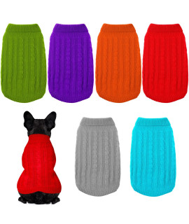 6 Pieces Dog Sweaters Pet Sweater Knitted Dog Sweaters For Small Dogs Medium Dogs Puppy Dogs Turtleneck Classic Pet Sweater Dog Winter Clothes For Girls Boys Dog Cat (Bright Color, Medium)