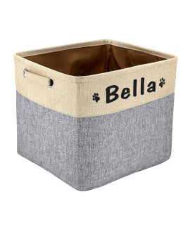 Pet Artist Collapsible Dog Toy Storage Basket Bin With Personalized Pets Name - Rectangular Storage Box Chest Organizer For Dog Toys,Dog Clothing,Dog Apparel & Accessories (Grey Big One)