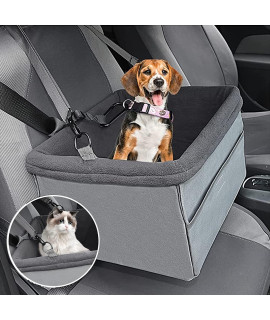 ELANTRIP Dog Car Seat, Pet Booster Car Seat with Clip-On Safety Leash, Portable Dog Lookout Booster Seat for Small Dogs Puppies, and Pets, Up to 26 lbs
