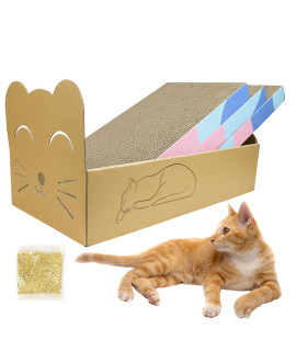 Cat Scratcher Cardboard Reversible Cat Scratch Pad 3Pcs With Box Cat Scratching House For Indoor Cats By Wdtkptxl