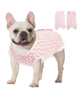 Koeson Recovery Suit For Female Dogs, Dog Recovery Suit After Spay Abdominal Wounds Protector, Bandages Cone E-Collar Alternative Surgical Onesie Anti Licking Gold Stars L