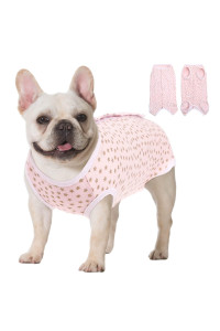 Koeson Recovery Suit For Female Dogs, Dog Recovery Suit After Spay Abdominal Wounds Protector, Bandages Cone E-Collar Alternative Surgical Onesie Anti Licking Gold Stars M