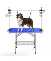 Lyromix Dog Grooming Table For Large Dog, 46'' Adjustable Pet Grooming Table, Foldable Dog Grooming Station With Arms, Noose, Mesh Tray, Maximum Capacity Up to 300Lb, Blue