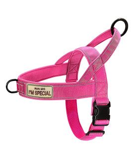Qifbyfb No Pull Dog Harness For Medium Large Dog, Reflective Escape Proof Adjustable No Pulling Dog Harness, Dog Harness Pink L