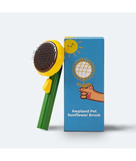 Pet Sunflower Slicker Brush For Dogs, Self Cleaning Cat Brush For Indoor Cats Dogs Rabbits, Dog Brush For Shedding Remove Loose Hair, Fur, Undercoat, Mats, Tangled Hair, Knots