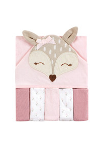 Hudson Baby Unisex Baby Hooded Towel And Five Washcloths, Fawn, One Size