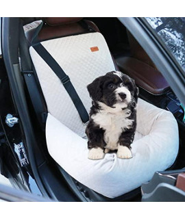Dog Car Seat for Small and Medium Dogs, Pet Booster Seat Fully Detachable and Washable Pet Travel Safety Car Soft Seat?Beige?