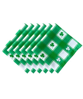 Lushvida Stpatricks Day Checkered Napkin Set, 20X20 Inch, 6 Pieces, Green