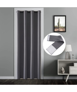 Thermal Insulated Door Curtains For Doorway Divider,Privacy Covering Blackout Winter Draft Cover Light Blocking Soundproof Curtain For Bedroom Closetsliding Glass Patiohallway,80 In Length,Greygray