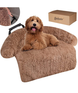Ladadee Dog Couch Calming Bed Protector Cover Waterproof, Pet Couch Sofa Cover for Dogs, Dogs Landing Sofa Bed Protector Cover, with Neck Bolster, Fluffy Plush Dog Bed Mat for Dogs and Cats
