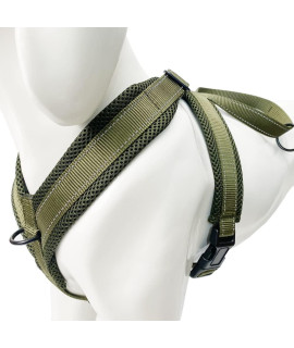 Dog Harness For Large Dogs No Pull, Pet Adjustable Reflective Breathable Outdoor Vest Comfortable Nylon Material Frontback Leash Clips Working Dog Vest With Handle (Green, L (Grith 25-31)) A