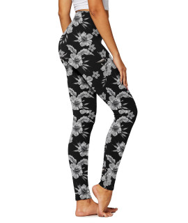 Floral Print Premium Buttery Soft High Waisted Leggings For Women - 3 Wide Band - Workout Leggings For Women Tummy Control - One Size - Pl3-Full-Nx557-Sm