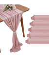 Yuhx 5 Pack Chiffon Table Runner 29 X 120 Inches Long, Dusty Rose Wedding Table Runners, Romantic Wedding Decor Party Banquets Decorations(Dusty Rose,5 Pack)