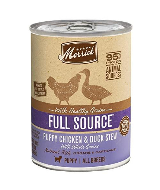 Merrick Full Source Puppy Chicken and Duck Stew with Healthy Grains Canned Food, 12.7 oz., Case of 12, 12 X 12.7 OZ