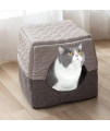 cave pet Bed for 4 seasaons- 2 in 1 Washable cat Cube,Dome,Sofa for Cats, Kittens, Small Pets (Gery), Large,14.57x12.99x11.81