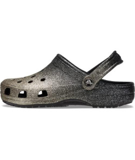 Crocs Unisex-Adult Classic Sparkly Clogs Metallic And Glitter Shoes For Women, Blackgold, 13 Women11 Men