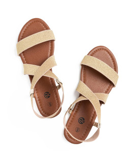 Rekayla Flat Elastic Sandals For Women Gold 10