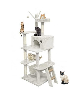 62/81 Inches Multi-Level Cat Trees, Large Cat Tower w/Cat Condos Scratcher and Hammock, Cat Activity Center with Scratching Posts for Cats Kitten