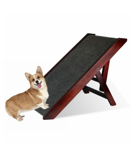 Wooden Adjustbale Pet Ramp for Dog & Cat - Lightweight Folding Portable Dog Ramp with Paw Traction Mat - Height Adjustable Ramp for Bed Couch 18" Tall Support Up to 90 Pounds - Small Dog Use Only