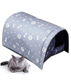 Winter Feral Shelter Beds Tents Cat Houses Outside Weatherproof A Warm Home for Stray Cats (M, Gray)