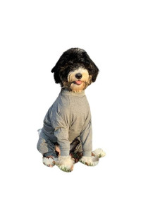 Blondie & Freckles Large Dog Pajamas, Soft Cotton PJs for Big Pups, Lightweight Removable Pullover Pet Jumpsuits, Post Surgery Shirt, Clothing Reduces Shedding & Licking -Grey - Large
