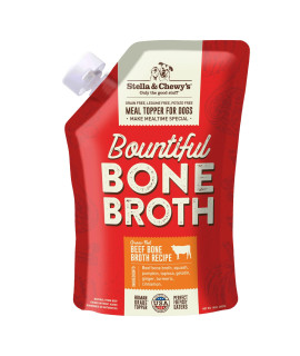 Stella & Chewys Bountiful Bone Broth Grass-Fed Beef Recipe Meal Topper For Dogs 16 Ounce (Pack Of 6)