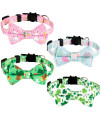 Whaline 4 Pack St Patricks Day Easter Cat Collar With Bowknot And Bell Shamrock Bunny Rabbit Egg Pattern Safety Breakaway Adjustable Pet Collars For Cat Kitten Puppy