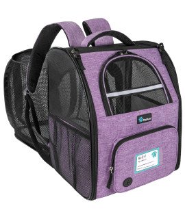 PetAmi Dog Cat Backpack Carrier, Expandable Pet Carrier Backpack for Travel Hiking, Small Medium Dog Puppy Large Cat Carrying Backpack, Airline Approved Ventilated Soft Back Support, 18 lbs, Purple