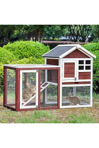 DKLGG Wooden Rabbit House Bunny Hutch Outdoor Wood Chicken Coop with Ventilation Gridding Fence Removable Tray and Latch Pet House Bunny Cages for Rabbits Indoor Garden Backyard (Auburn)