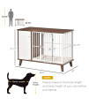 PawHut Wooden Dog Kennel, End Table Furniture with Cushion & Lockable Magnetic Doors, Small Size Pet Crate Indoor Puppy Cage, Grey