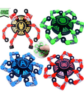 4Pack Fingertip Gyro Fingertip Mechanical Top Diy Deformation Robot Metal Transformable Gyro Spinners Finger Chain Robot Toy Changeable Face Fidget Spinners Octopus Add Adhd Astium For Kids Adults