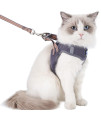 Balaynor Cat Harness Leash Walking Escape Proof, Adjustable Mesh Comfortable Vest Harnesses Cats, Breathable Reflective Strips Easy To Put On Step-In Velcro Jacket, Grey, L (Chest: 155 - 175Inch)