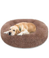 Dog Bed & Cat Bed, Calming Anti-Anxiety Donut Dog Cuddler Bed, Machine Washable Round Pet Bed, Comfy Faux Fur Plush Dog Cat Bed for Small Medium Large Dogs and Cats (30" x 30", Light Brown)