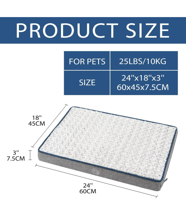 EMPSIGN Orthopedic Dog Bed Mat Dog Crate Pad Reversible Warm and