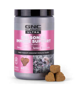 GNC Pets Ultra Seasonal Immune Support, All Dogs, Chicken Flavor.(2.2g) Soft Chews | Immune Booster for Dogs in Chicken Flavored Chews 60 Count FF13838