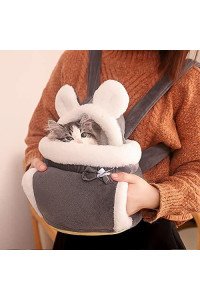 Jiccvnwy Dog Carrying Bag Cat Front Carrier Winter Warm Pet Carrier Bag Plush for Small Dogs Cats Outdoor Traveling Hiking Camping (02)