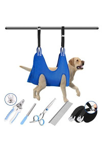Hxinnour Dog Grooming Hammock Harness Pet Sling for Nail Clipping Hanging Holder Nail Trimming Small Medium Large 8-30 Inch Various Sizes Cat Clipper File Hooks Strap Kit(XL)