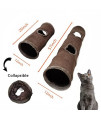Primst Collapsible Cat Tunnel,Durable Suede Pet Toys Play Tunnel with Ball and Hole,for Cats,Rabbits,Kittens,Puppy and Small Pets (Brown 51x12inch)