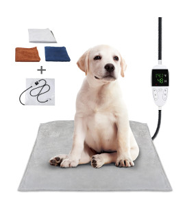 Pet Heating Pad Electric Heated Dog Cat Bed with 2Pcs Replaceable Covers Chew Resistant Cord Waterproof, Mat for Pet House Auto Power Off (18"x18")