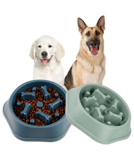 Dpoegts 2 Packs Slow Feeder Dog Bowl, Puzzle Dog Food Bowl Anti-Gulping Interactive Dog Bowl For Smallmedium Sized Dogs (Bluegreen)