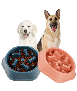 Dpoegts 2 Packs Slow Feeder Dog Bowl, Puzzle Dog Food Bowl Anti-Gulping Interactive Dog Bowl Smallmedium Sized Dogs (Bluepink)