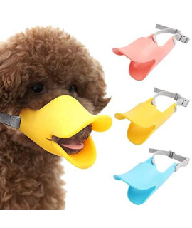 Anti Bite Duck Mouth Shape Dog Mouth Covers Anti-Called Pet Mouth Set Bite-Proof Silicone Material Comfortable and Soft Silicone Muzzle (Yellow, L)