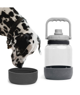 Asobu Barkley Dog Tritan Bottle 50 Ounce with a Detachable Silicone Bowl (Grey)