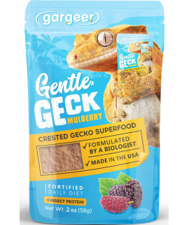 Gargeer 2Oz Complete Crested Gecko Food Diet Premium Mix, Ready To Use Freshly Made Powder Unique Formula, Developed Made In The Usa Enjoy (Mulberry Insects Protein)