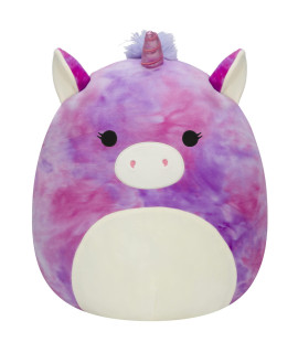 Squishmallows 14-Inch Purple And Pink Tie Dye Unicorn With White Belly And Purple Mane Plush - Add Lola To Your Squad, Ultrasoft Stuffed Animal Large Plush Toy, Official Kellytoy Plush