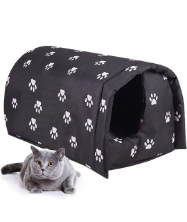 Cat House for Outdoor Feral Cats in Winter, Weatherproof Cat Bed Small Dog House for Outdoor Indoor, Feral Cat Shelter, Portable Warm Pet House, Pet Supplies (Black-XL)