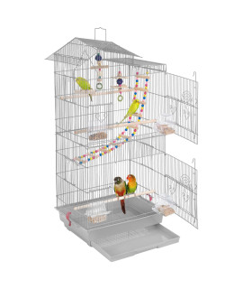 Yaheetech 39Inch Iron Roof Top Bird Cage Parakeet Cage Parrot Cage For Small Birds Canary Budgie Cockatiel Lovebirds With Swing & Ladder